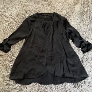 BCBG MaxAzria Small Silk Poly Black Wrap Blazer Jacket